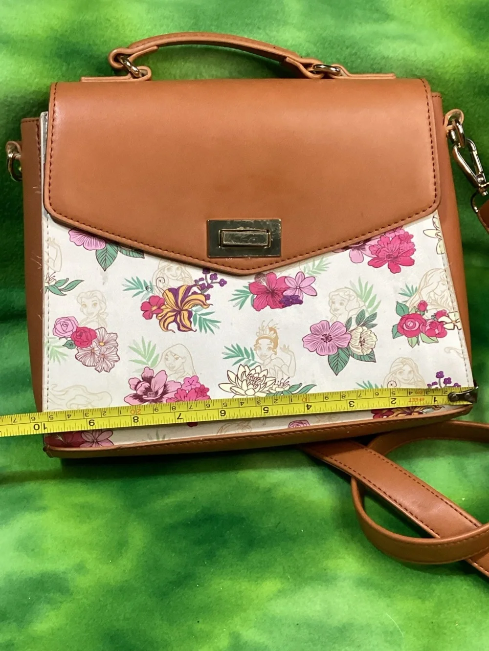 Loungefly Disney Princess Floral Crossbody Purse Tan Satchel Bag